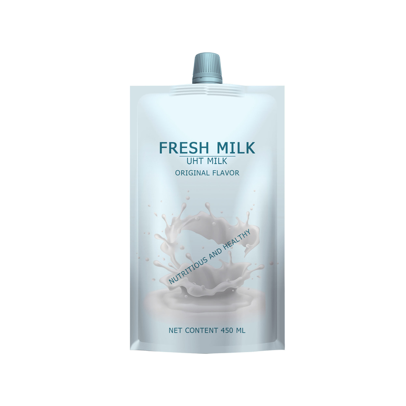 450ml Fresh Milk Liquid Flexible Spout Pouch Packaging Food Grade 120 Microns